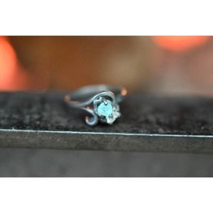 Round Aquamarine ring, aquamarine engagement ring, natural aquamarine je…